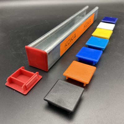 Capas de extremo de plástico amarillo blanco de 41x41 mm para el canal de apoyo